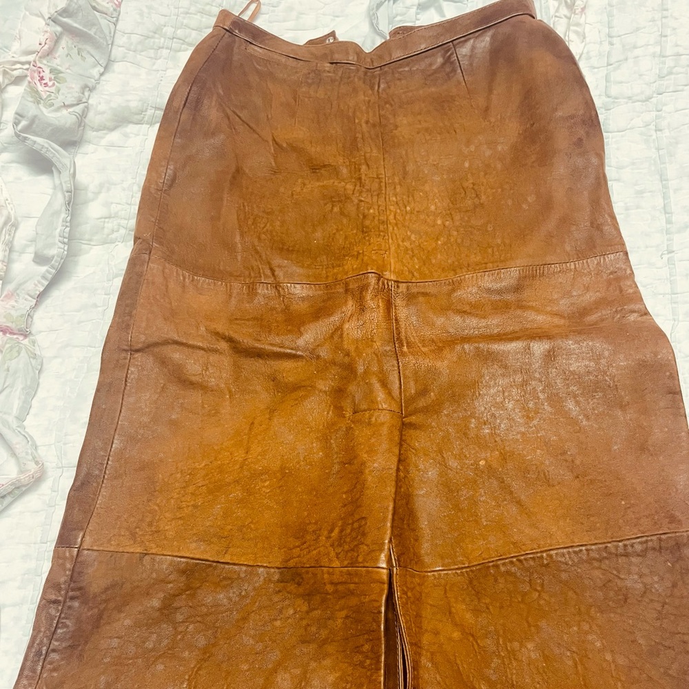 Vintage Banana Republic distressed leather skirt size 8